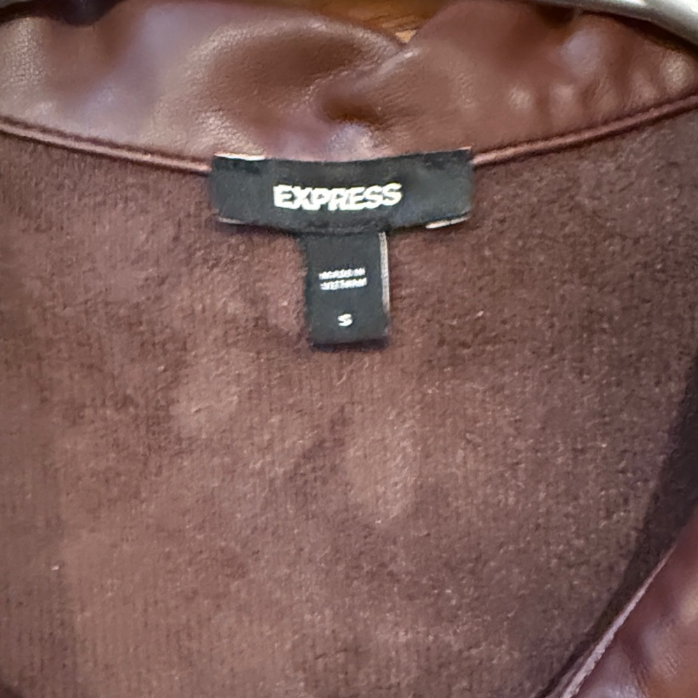 Express Chocolate Faux Leather Shirt - Picture 2 of 2